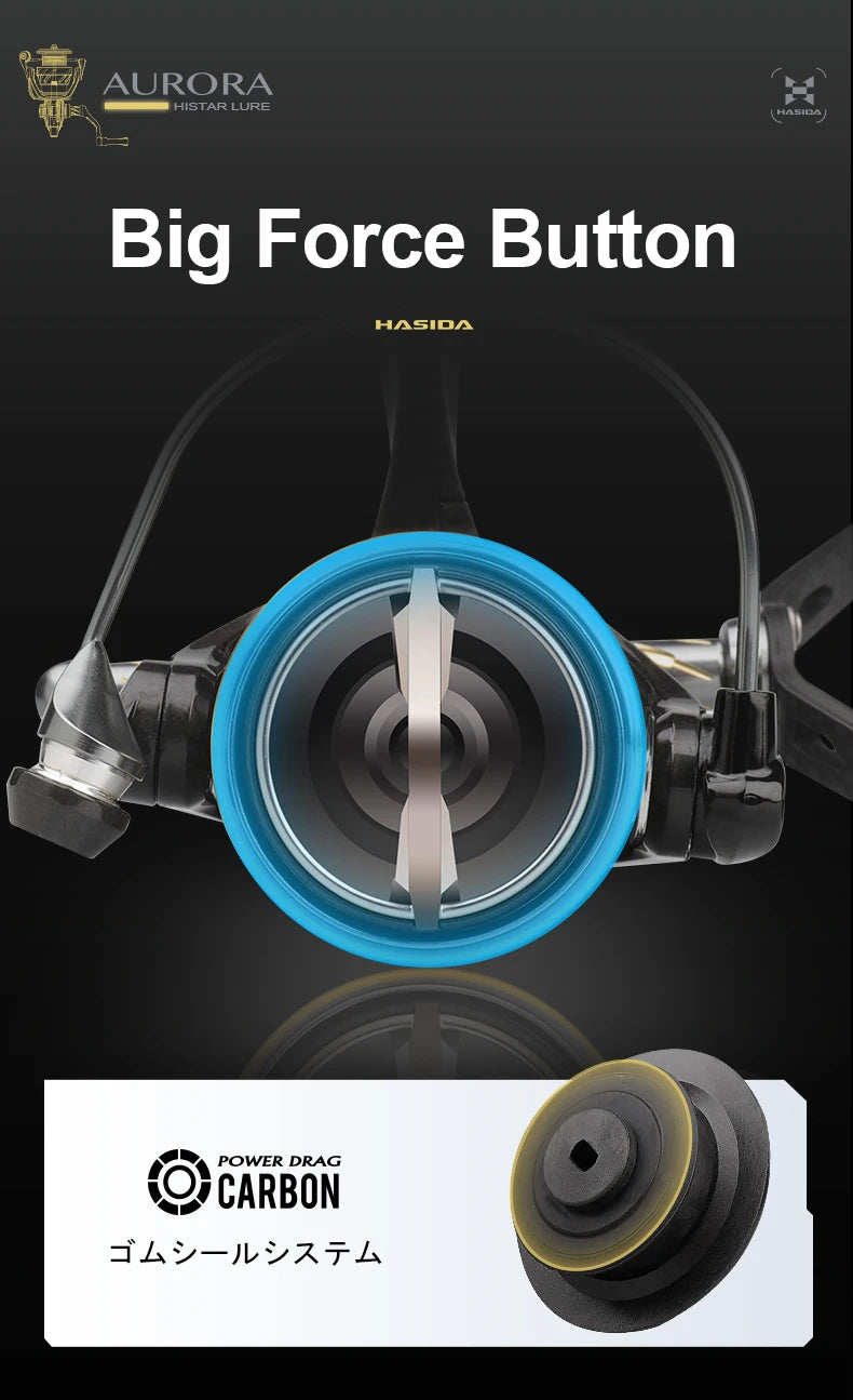 Aurora Long Range Fishing Reel 5.2:1 Drag 4.5kg Carbon 7+1 BB