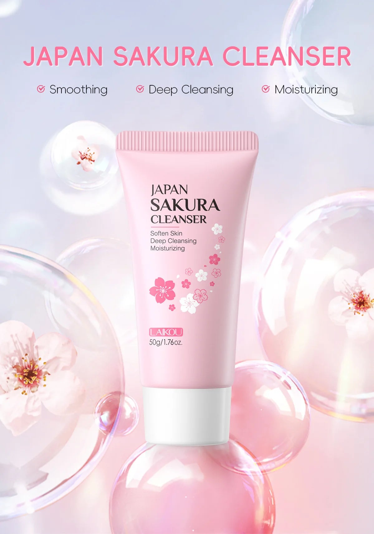 Sakura Cleanser Rich Foam Deep Clean Remove Grease Improve Oily Face Wash Cream Gentle Moisturizing Remove Blackhead CleanserSak