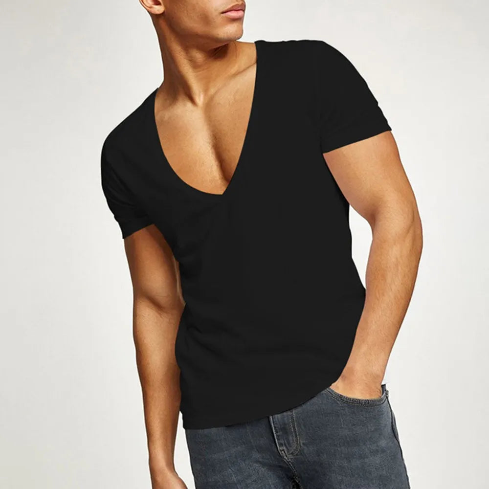 Áo Thun Nam Cơ Bản Hè V-Neck Tập Gym Thể Thao