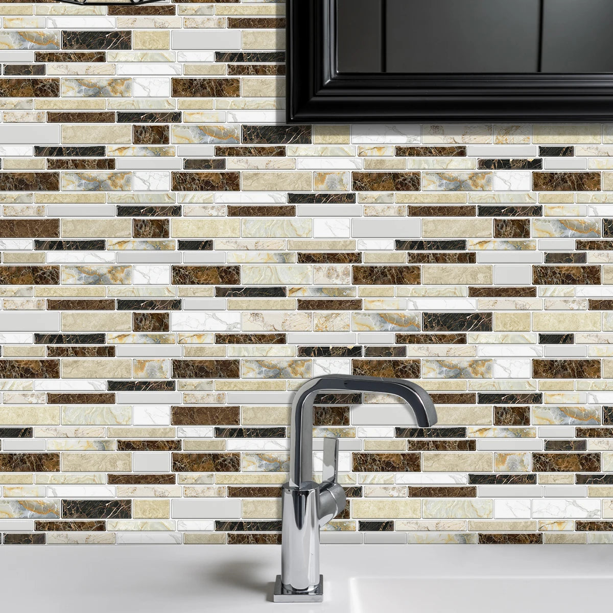 Miếng Dán Tường Vân Đá Chống Nước Dán Bếp 12/24/48pcs