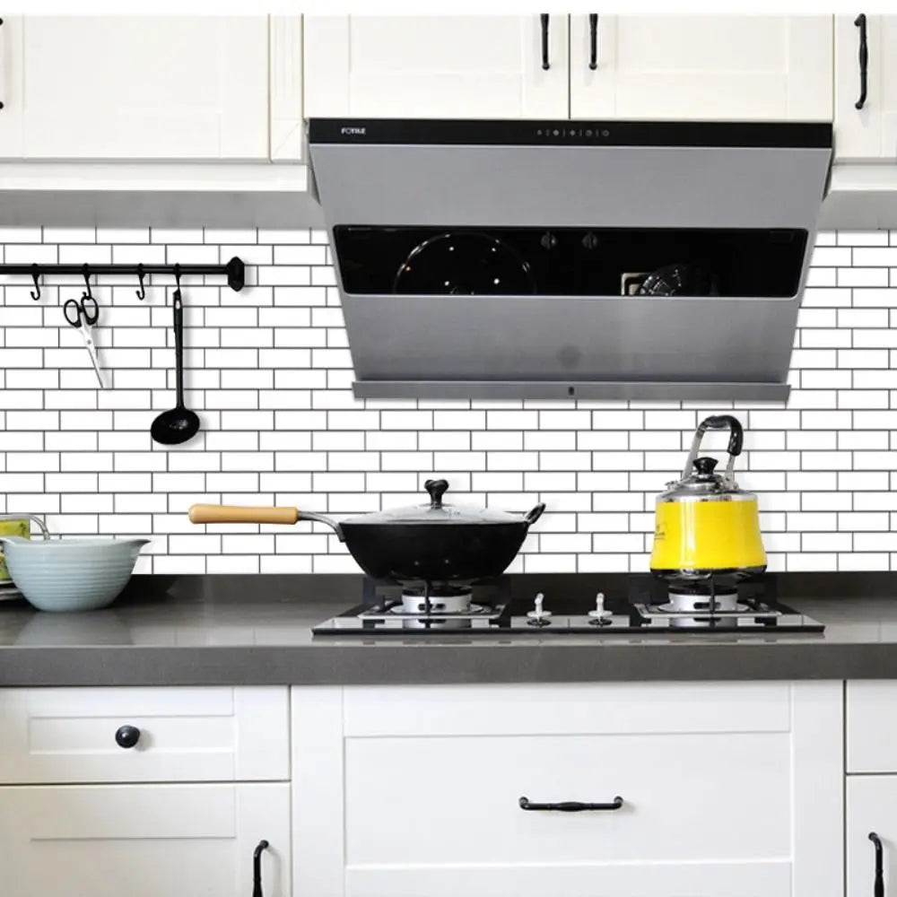 Oil Proof Background Wall Renovation For Kitchen 3D Effect DIY Decorative Tile Wall Stickers Decorative Film Wallpaper