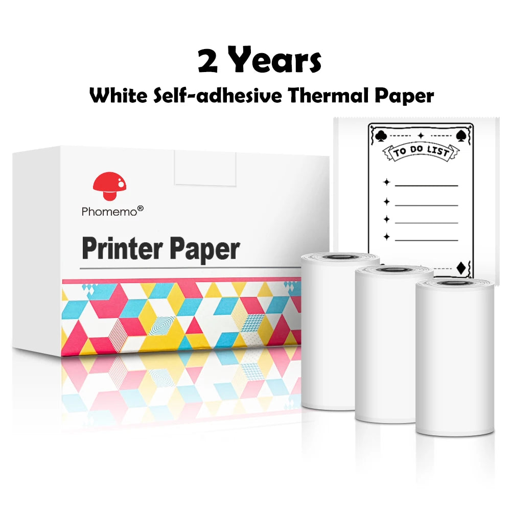 Phomemo Portable Mini Thermal Printer T02 Mini Pocket Label Printer DIY Self-adhesive Sticker Label Machine Various Label Paper - Daisan Mart