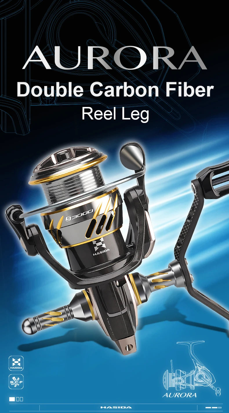 Aurora Long Range Fishing Reel 5.2:1 Drag 4.5kg Carbon 7+1 BB