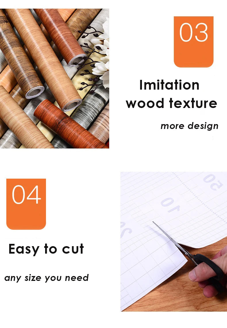 Giấy dán tường giả gỗ chống nước tự dán PVC