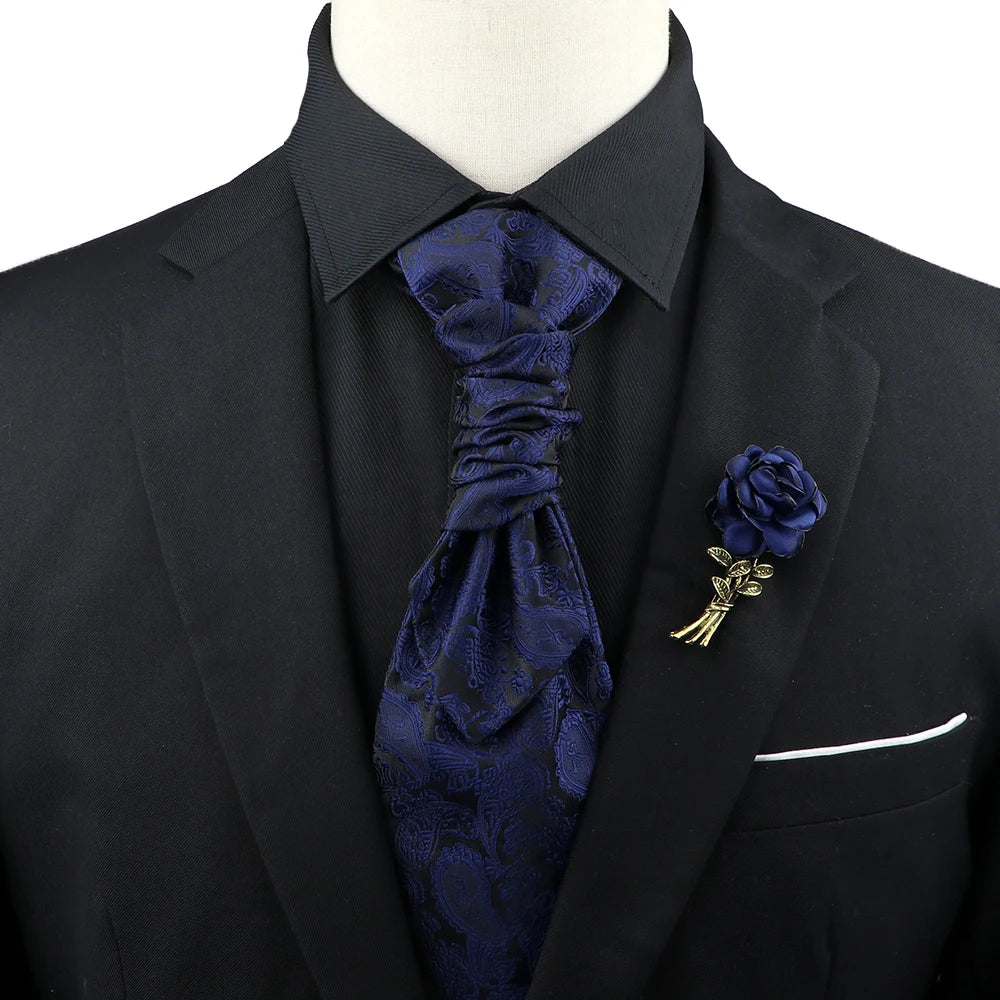 Premium luxury Paisley men's tie &amp; brooch