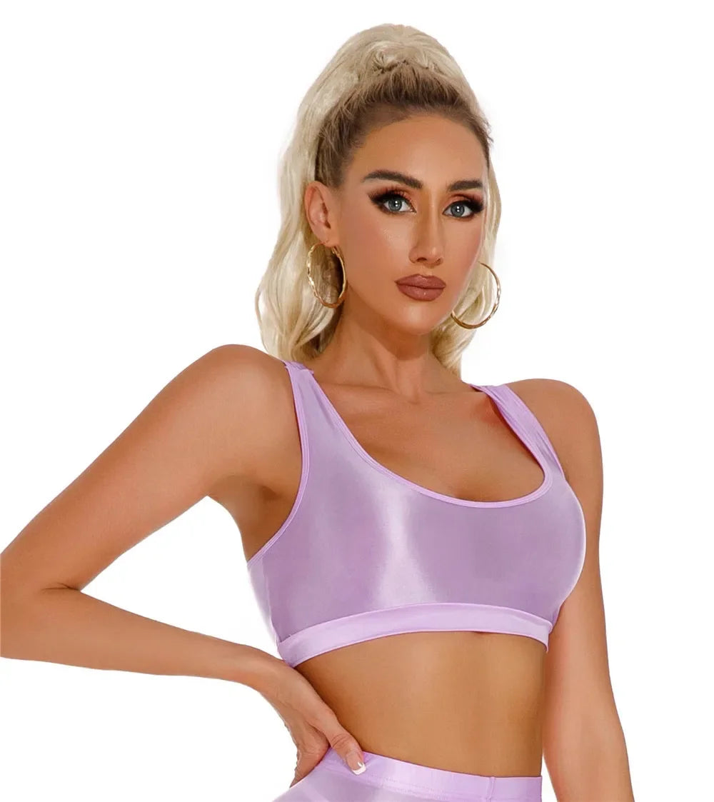 Women's Sexy Crop Top Bodycon Sports U-Neck