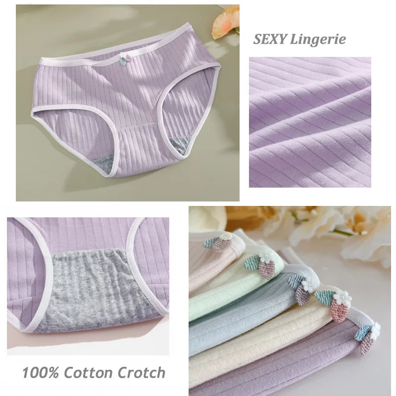 Sexy Cotton Women's Underwear 4 Pieces - Sports String