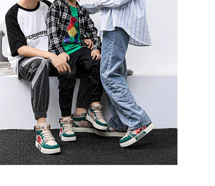 High-end Men's Sneakers with Fashionable Printed Patterns