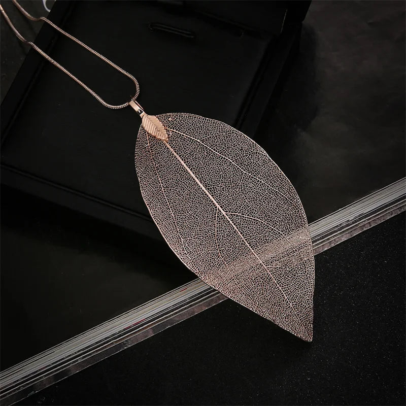 Women's Fashion Simple Punk Silver Leaf Necklace