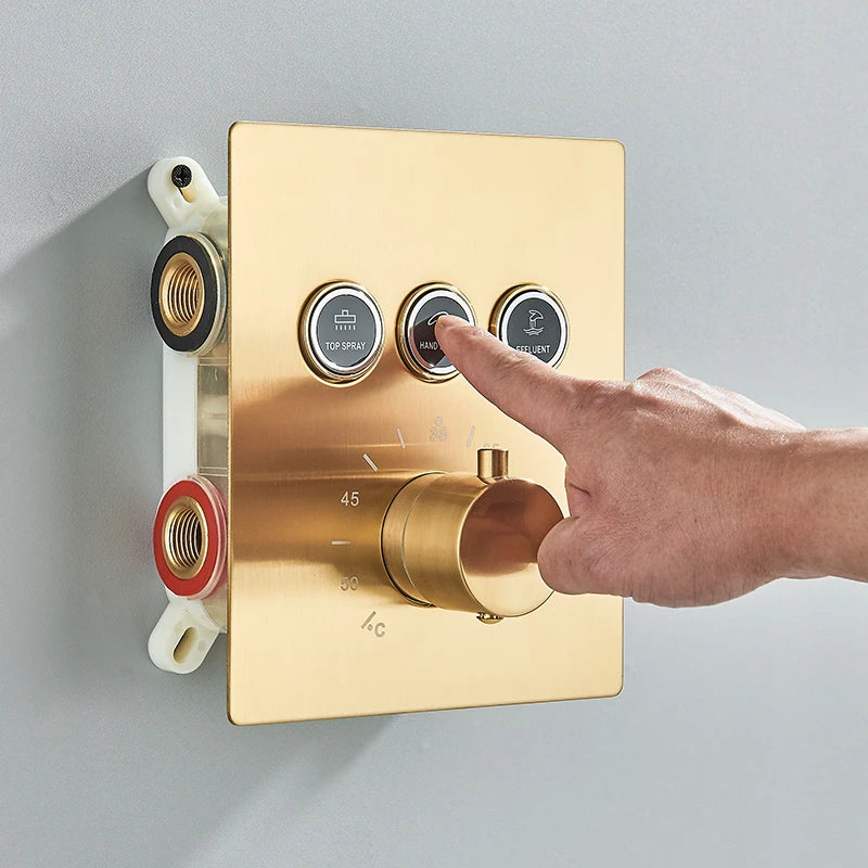 14x20 Inch LED Thermostatic Shower System With Hand Shower