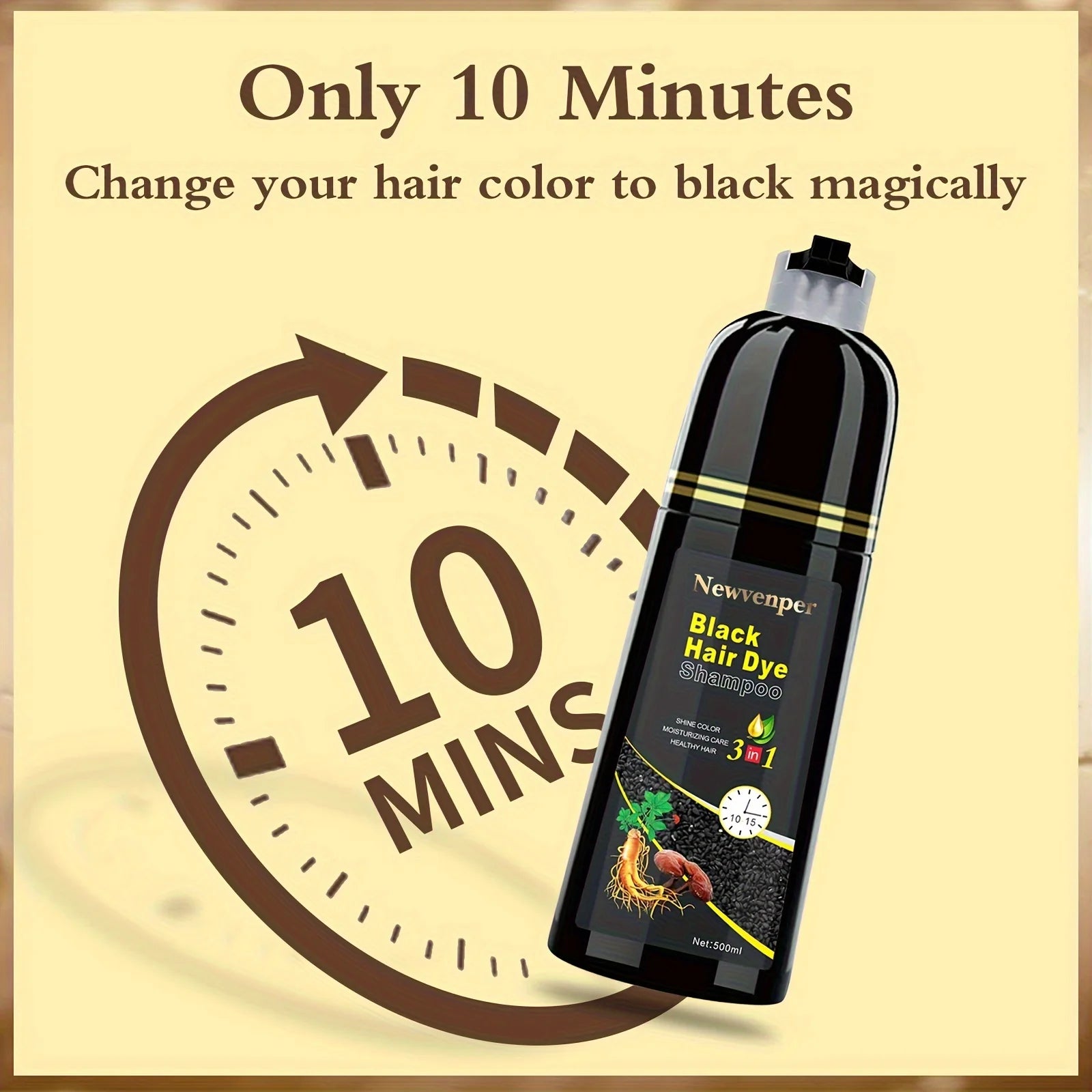 Fast Black Hair Dye Shampoo 500ML Natural Long Lasting Color