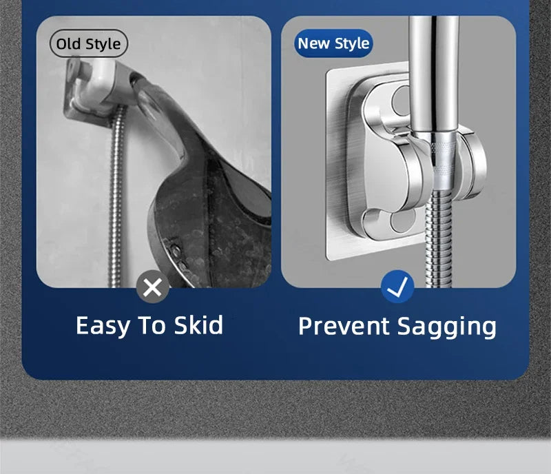 Universal Shower Head Holder No Drill Showerhead Bracket Adjustable Wall Mounted Holder for Bathroom Accessories Stable Rotation