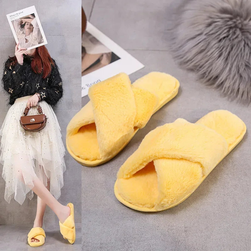 Warm Furry Slippers - Women &amp; Men, Indoor Wear 20024