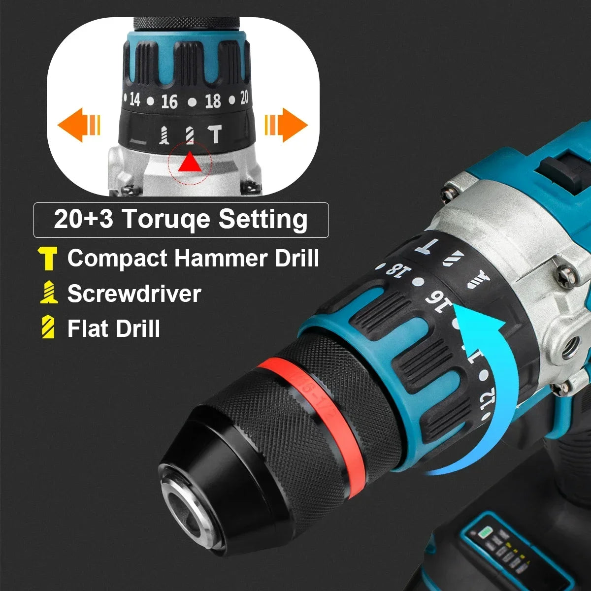 Brushless Electric Impact Drill Ice Breaking Fishing Cordless Screwdriver Rechargeable Battery Hand Drill Power Tools 13MM 480NM