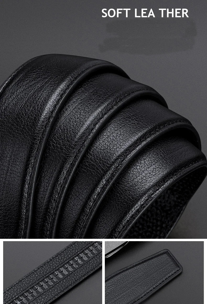 New 2024 high quality men's leather belt with automatic buckle