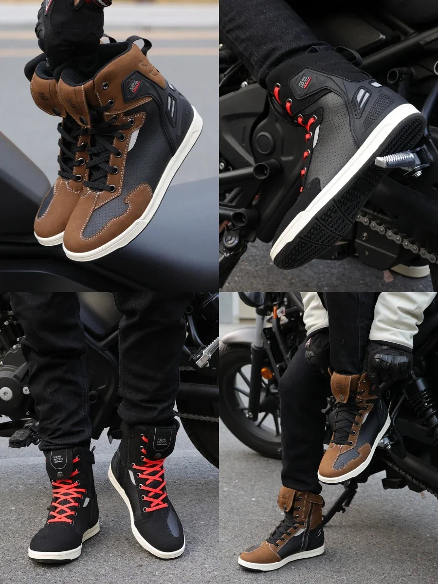 Men's Summer Anti-Shock Reflective Motorcycle Boots