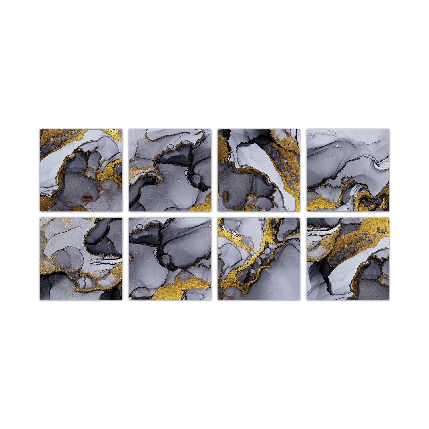 8PCS/Set Minimalist Black Marble Wall Stickers, Kitchen Bathroom Waterproof Self-Adhesive Ceramic Tile Stickers, Room Wallpaper
