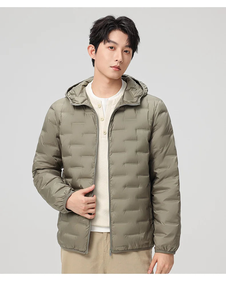 Men's waterproof down jacket keeps warm outdoors