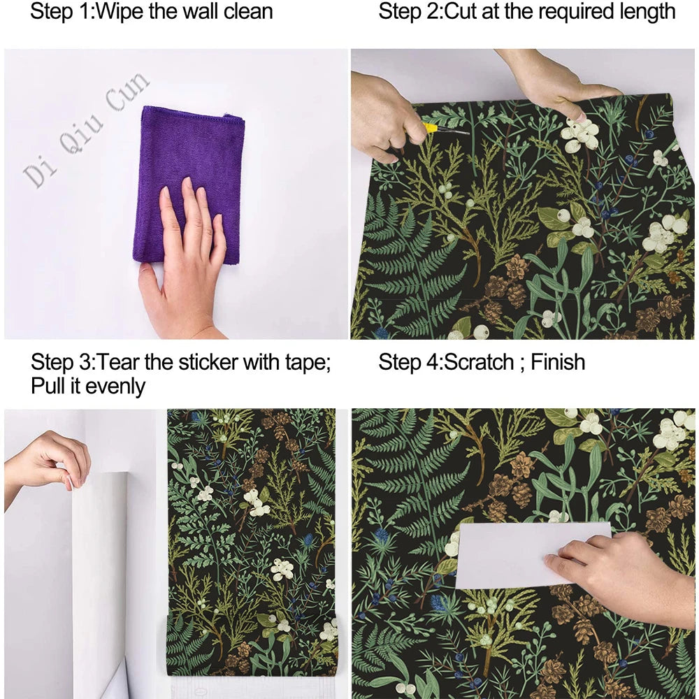 Tropical Rain Forest Peel and Stick Wallpaper White Floral Self Adhesive Removable Leaf Contact Paper For Bedroom Walls Cabinets