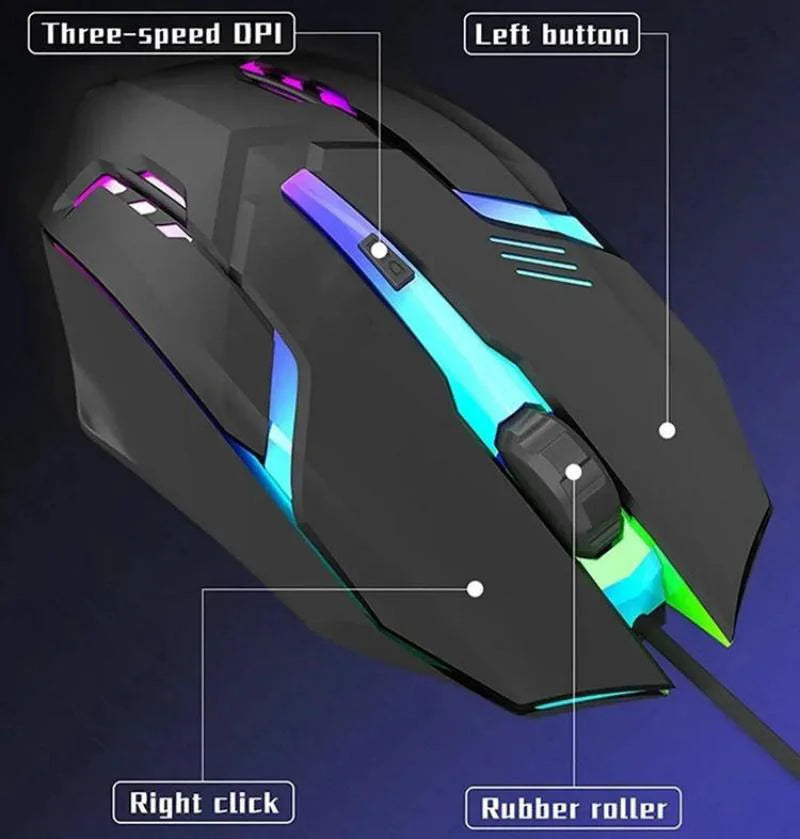2025 Ergonomic RGB Gaming Mouse - 4 USB Buttons