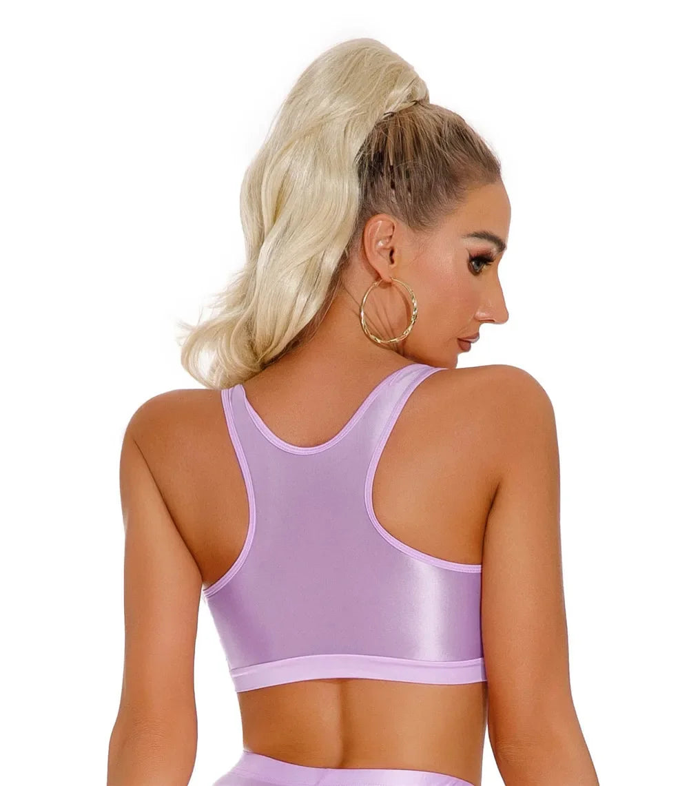 Women's Sexy Crop Top Bodycon Sports U-Neck