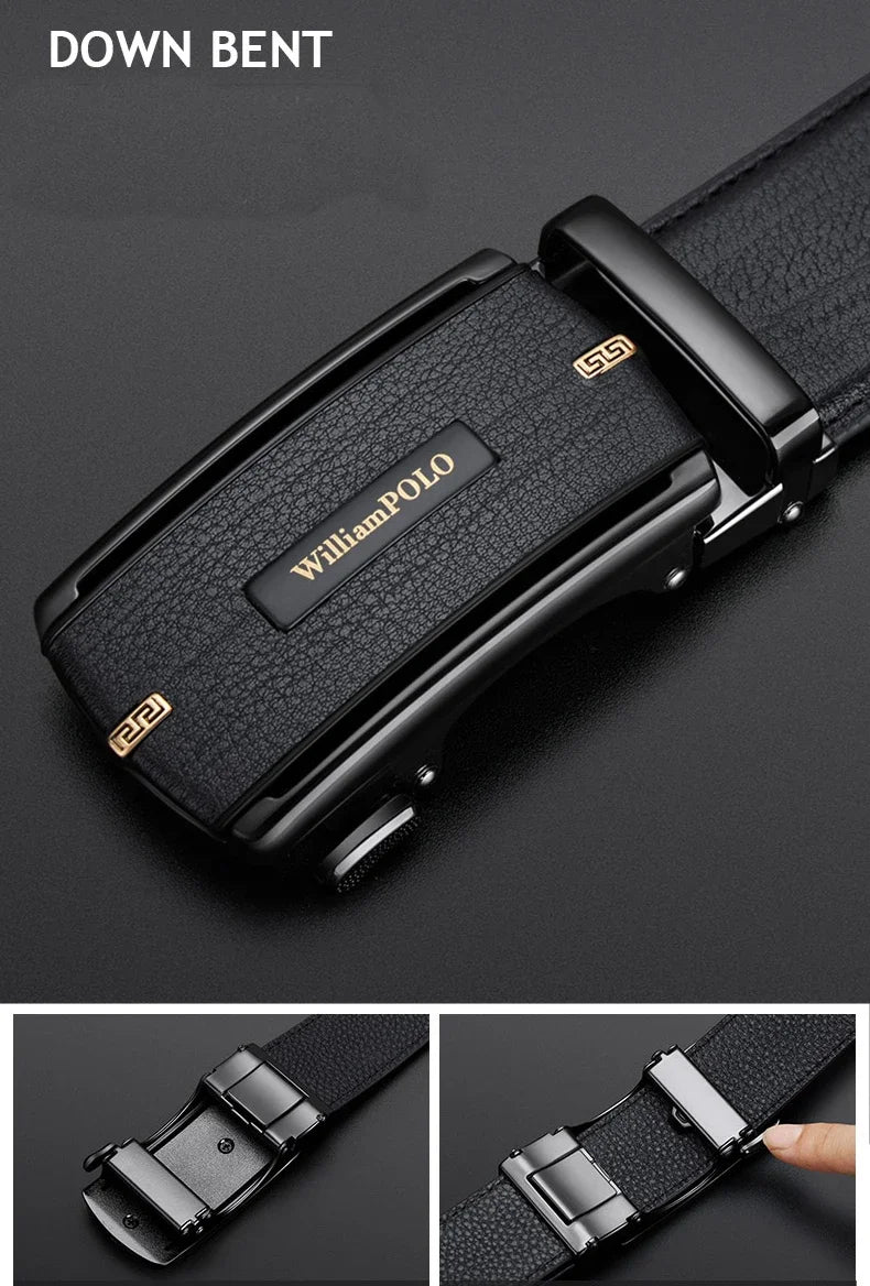 New 2024 high quality men's leather belt with automatic buckle