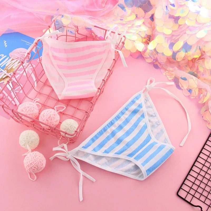 Cute Blue Pink White Kawaii Cotton Panties