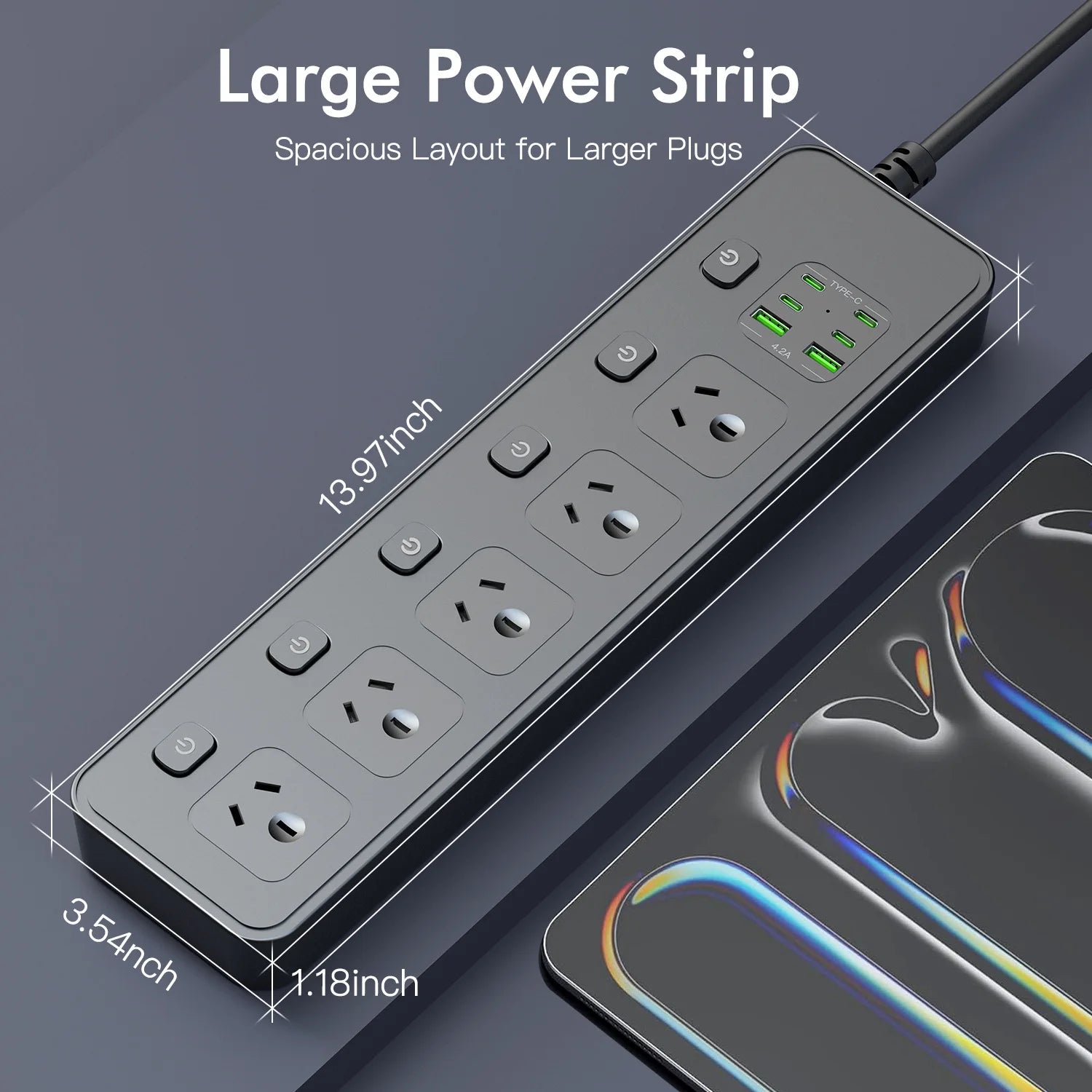 Ổ Điện Đa Năng AU 5 Cổng USB-C 3000W Có Công Tắc