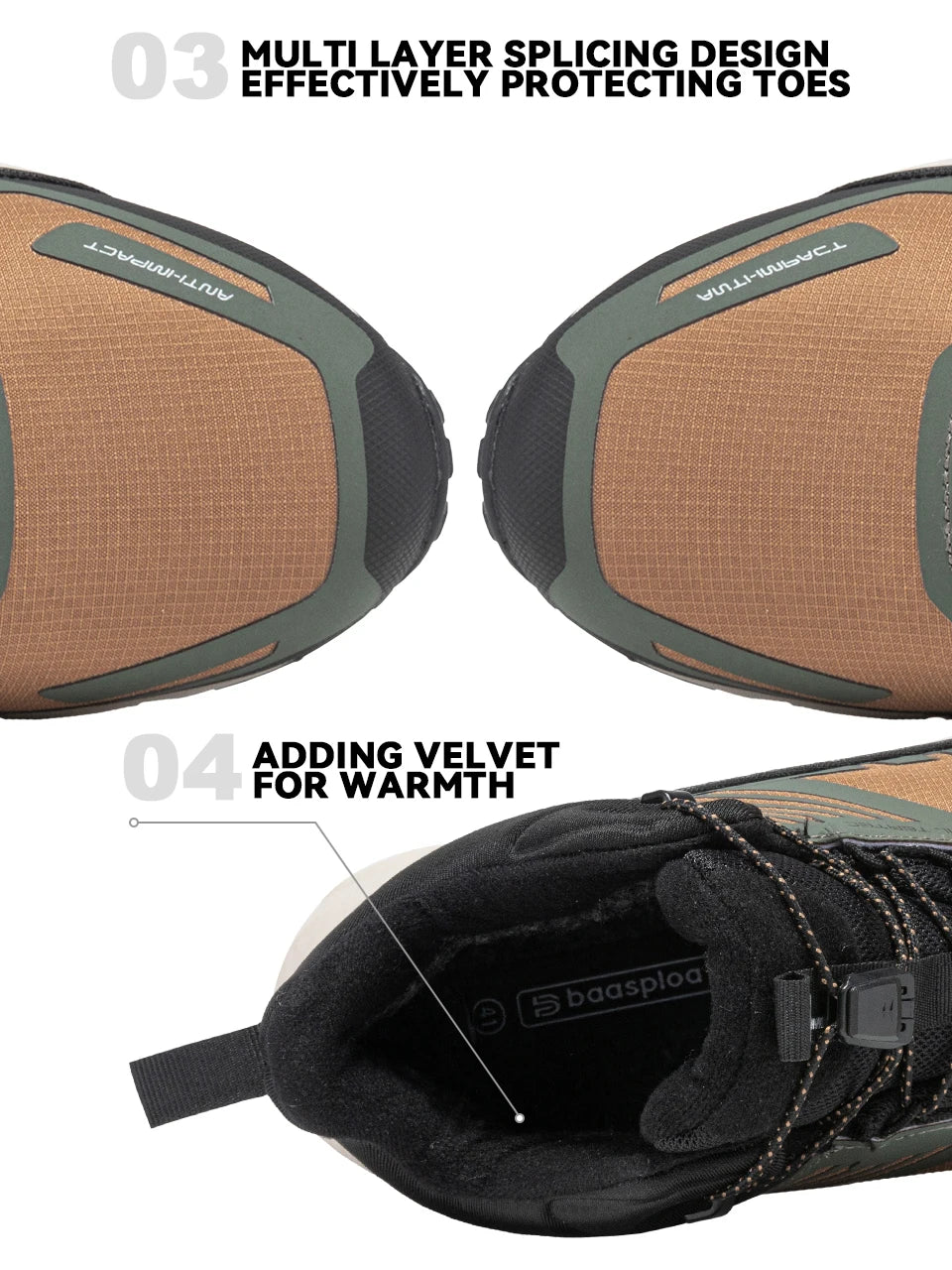 Giày Leo Núi Nam Chống Nước Ấm Áp Mùa Đông Baasploa