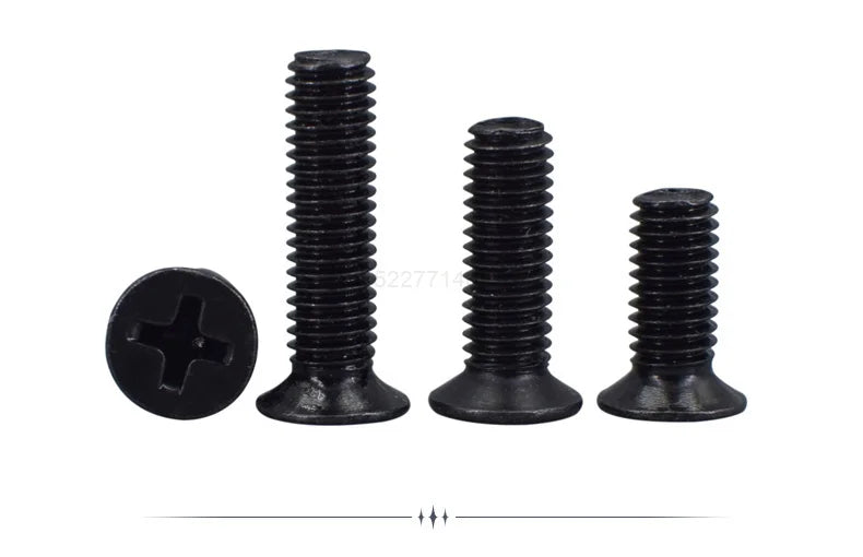 50顆 M1 M1.2 M1.4 M1.6 M2 M2.5 M3 M4 迷你微型黑色 304 不鏽鋼十字槽平頭沉頭螺絲螺栓