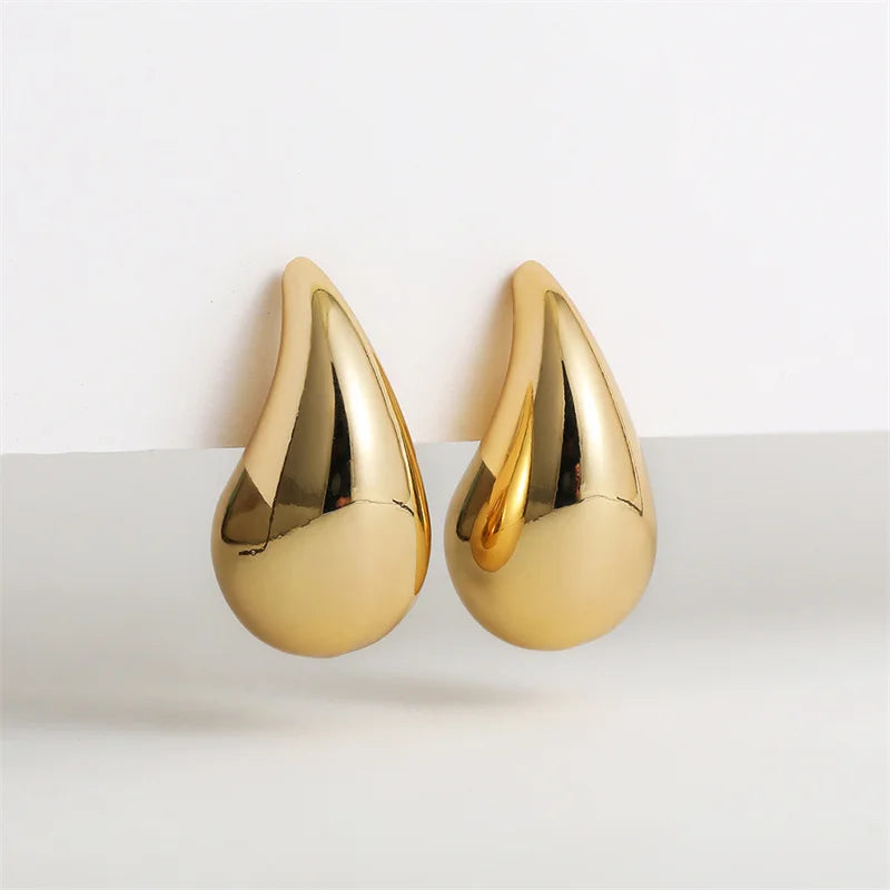 Women's Classic Thick Gold Teardrop Earrings