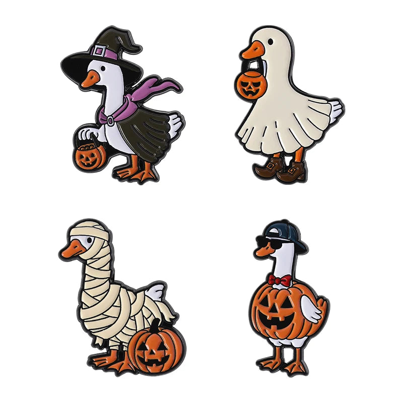 Halloween Pumpkin Animal Enamel Pins Ghost Capybara Grim Reaper Duck Spooky Season Brooches Lapel Badge Jewelry Gift for Friends