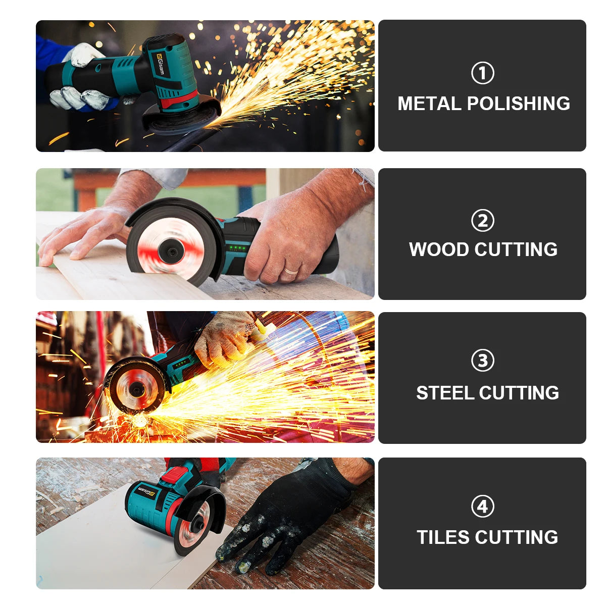 12V Brushless Electric Angle Grinder Electric Grinding Cutter Rechargeable Polishing Machine Cutting Power Tools 2000MAH Battery