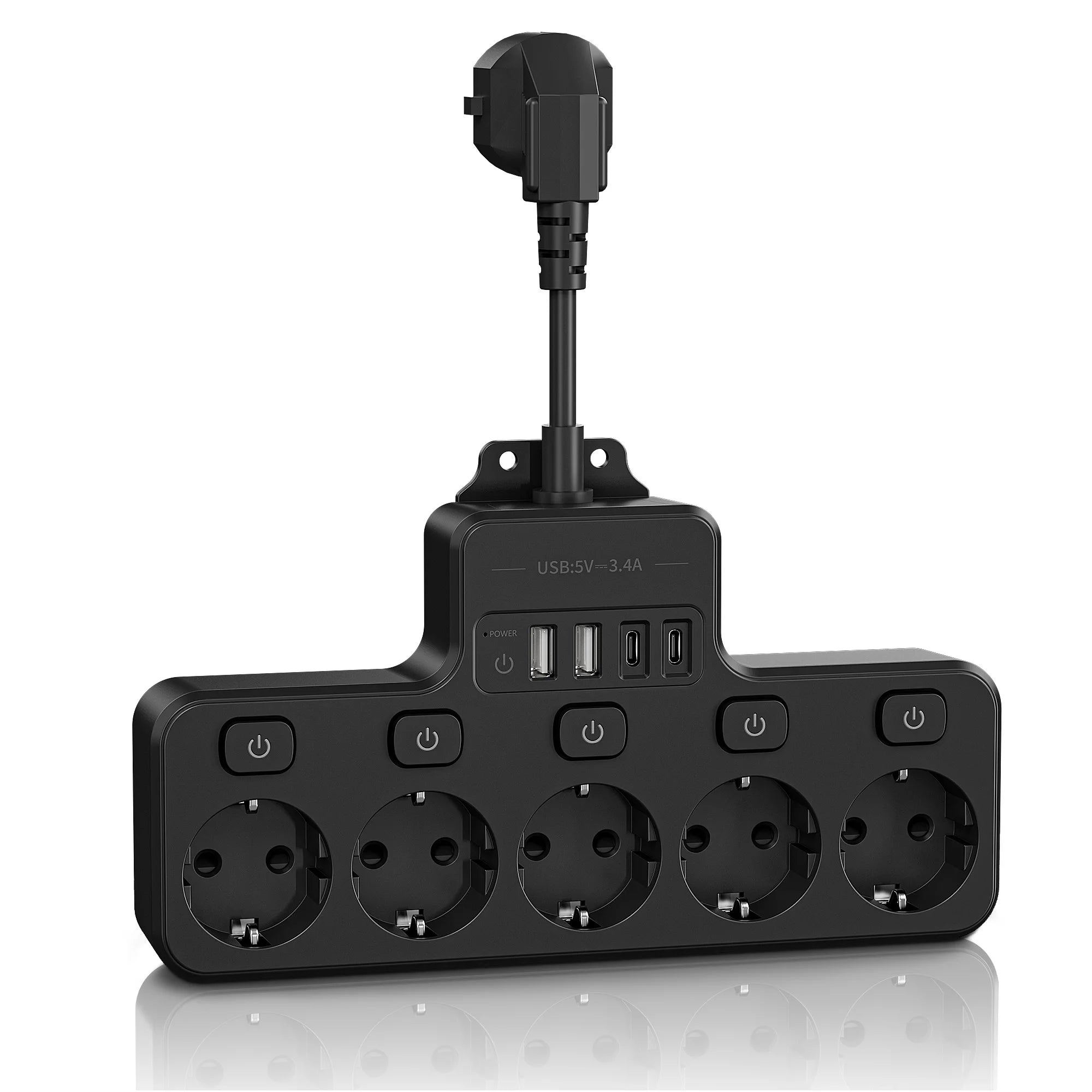 Ổ Điện Đa Năng 9-Trong-1 EU cho Phòng Khách & Bếp