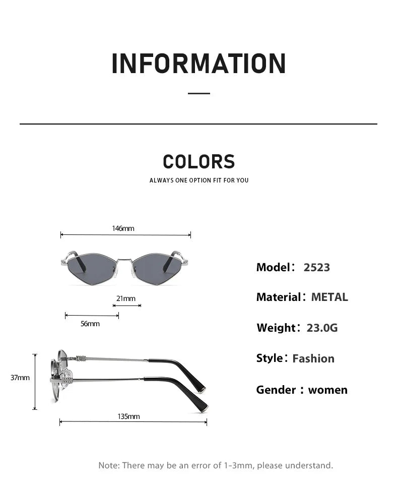 Kính Mát Kim Cương Vintage Hàn Quốc Khung Kim Loại