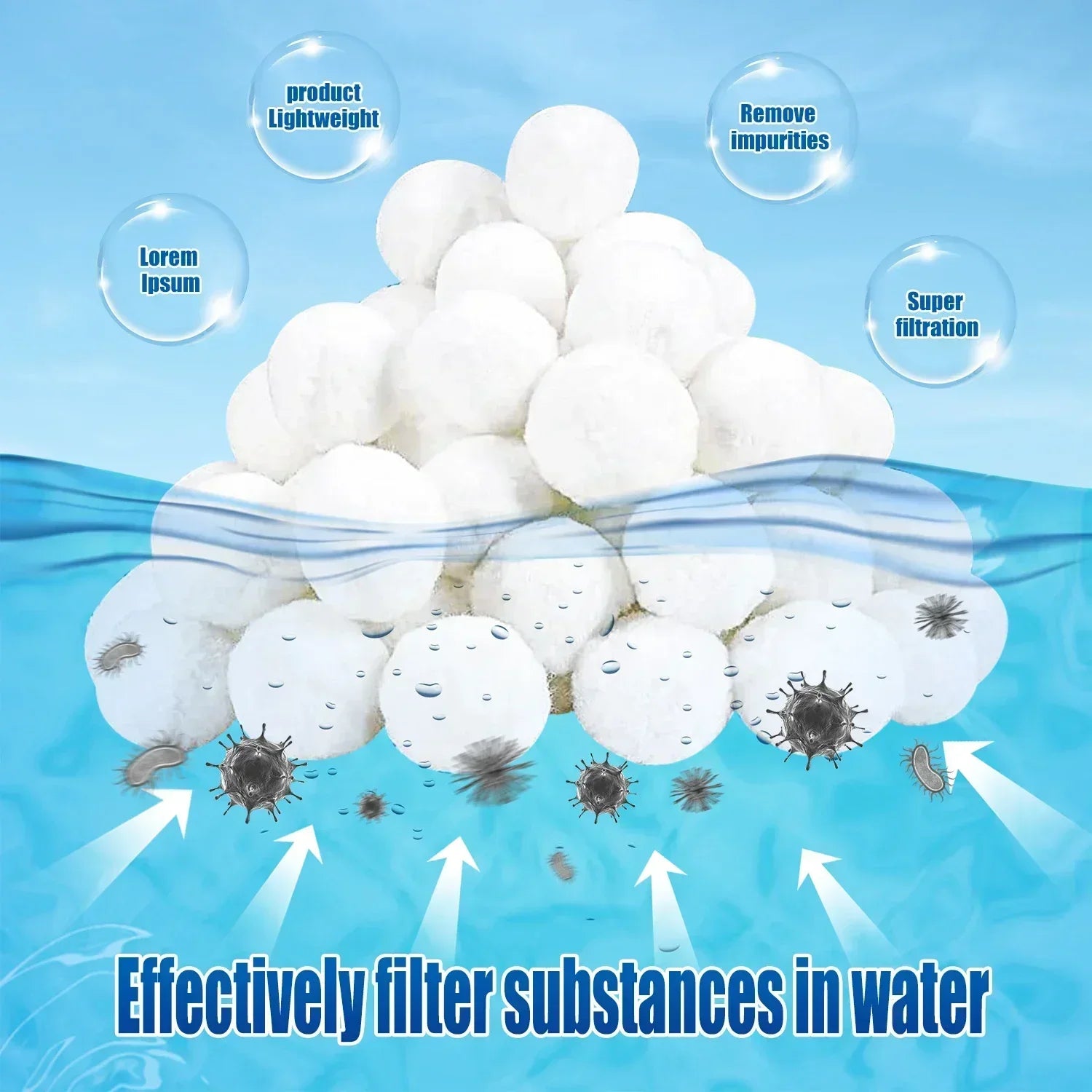 700gSwimming Pool Filter Cleaning Ball Water Purification Fiber Sewage Treatment Fish Tank Filter Cotton Ball - Daisan Mart