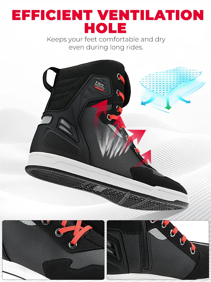 Giày Boots Lái Xe Máy Nam Hè Chống Va Đập Phản Quang