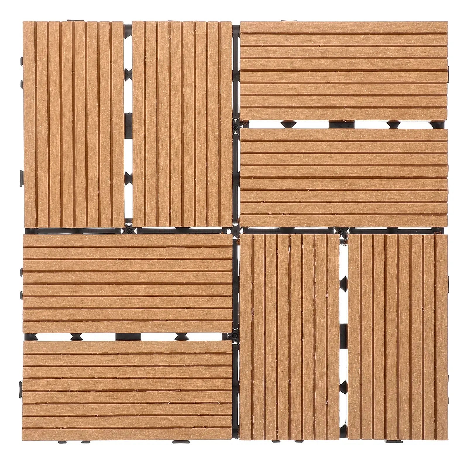 1 Packs WPC Floor Tiles 8 Pieces Per PackYellow Interlocking Deck Tile Patio Garden Terrace Patio Floor Decking Tile