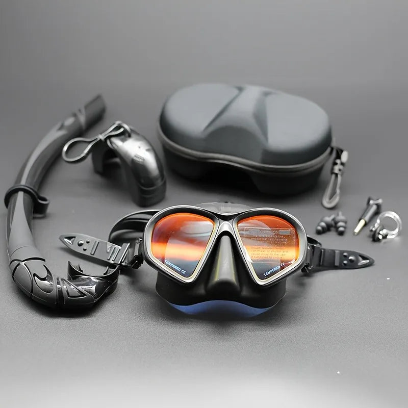 Professional Wet Low Volume Freediving Mask, Tempered Glass dive Mask, J-Type Diving Mask, Snorkel Set,buceo,수영,스노클링,마스크