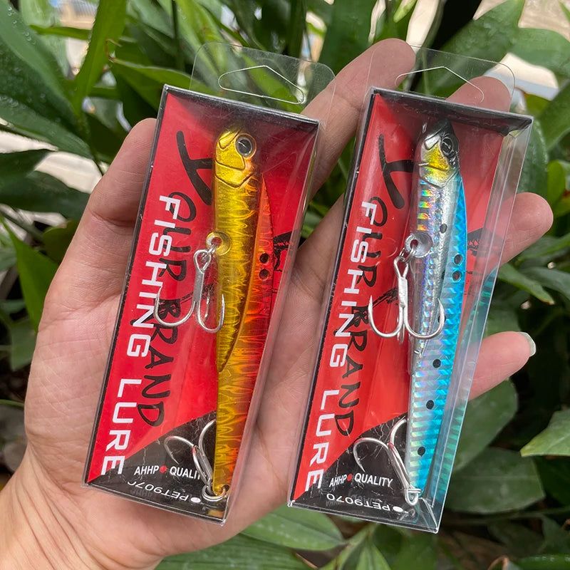 VIB Fishing Lures 35g 44g Sinking Vibration Blade Bait Spinner Spoon Jigging Lures Treble Hooks Bass Fishing Tackle