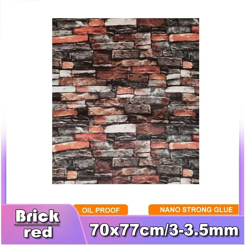 3D Brick Wall Sticker Strong three-dimensional 77*70cm Monochrome and Retro adesivos de parede paper Bring the fun of home life - Daisan Mart