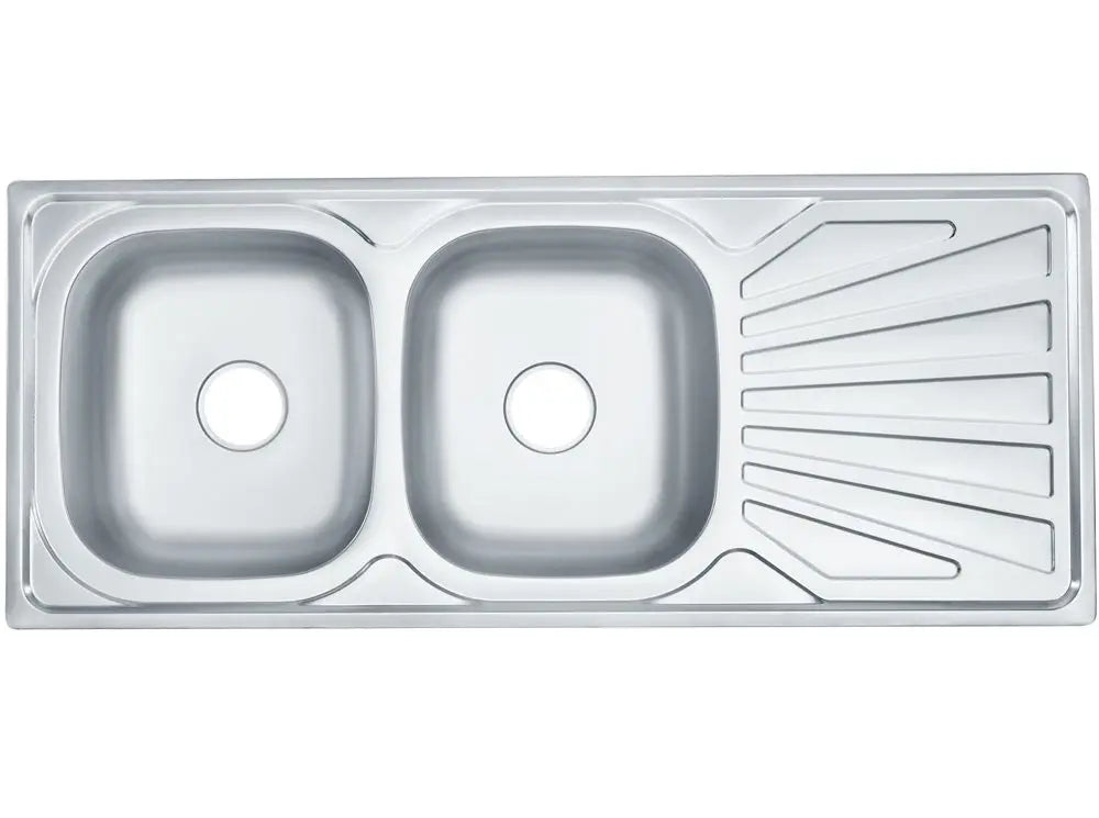 Modern Double Bowl Kitchen Bathroom Sink Mini Family Farmhouse Stainless Steel Washing Basins with Drainboard for Apartments - Daisan Mart