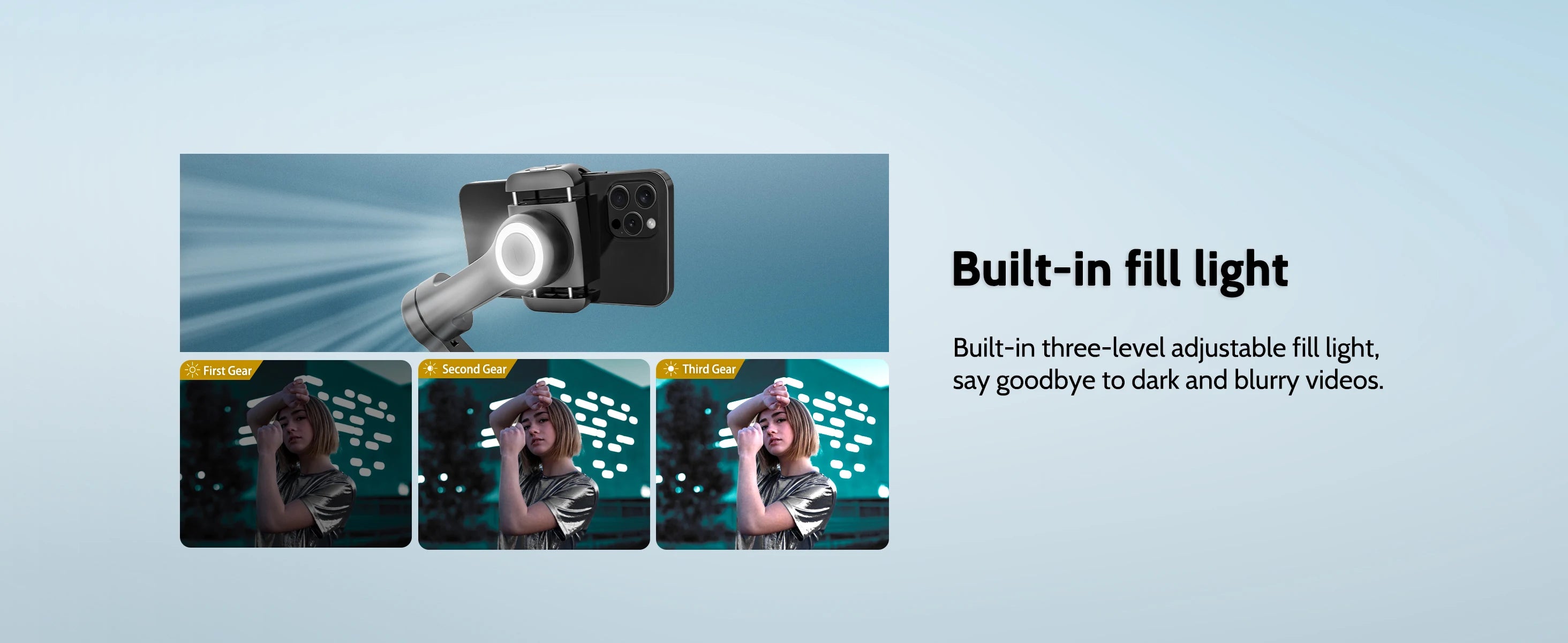 AOCHUAN Smartphone Gimbal Stabilizer OLED screen with LED lights 3-axis gimbal Stabilizer for Android and iPhone Smart XproBlack