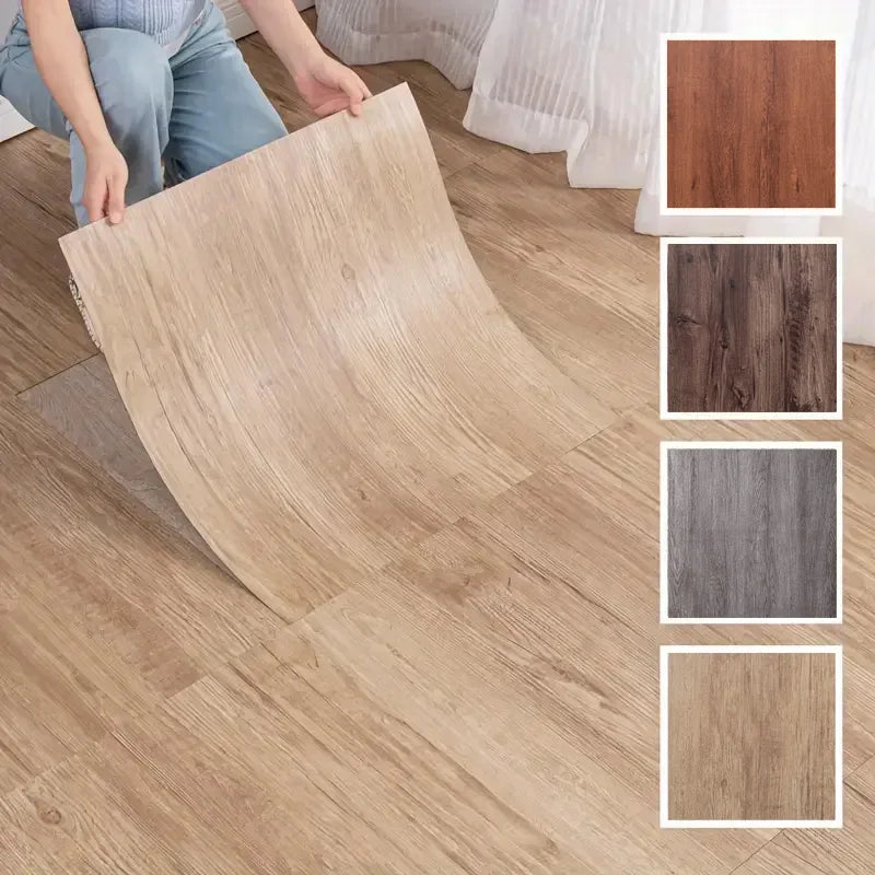 4/10/20/30pcs Wood Grain Self-adhesive Vinyl Floor Tiles Peel and Stick Floor Sticker Suitable for Living Room Bedroom Office