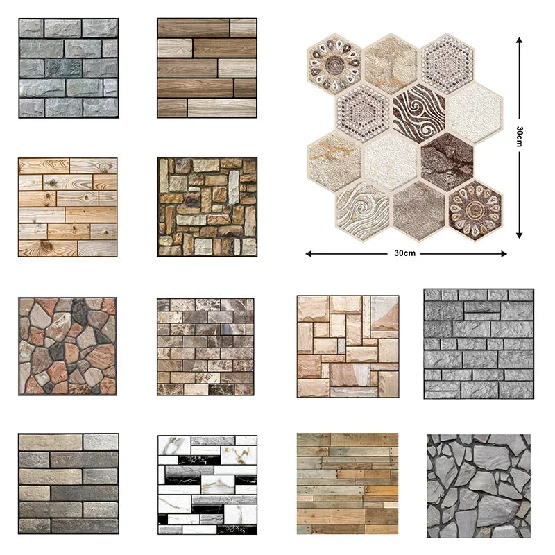 5/10PCS Stereo Wall Stickers Self-adhesive Wallpaper Brick Pattern Creative Stick Heatproof Vinyl Waterproof Kitchen Home Decor