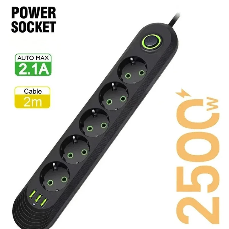 Ổ Cắm Điện Đa Năng 3/4/5 Cổng USB 2500W EU Plug - Daisan Mart