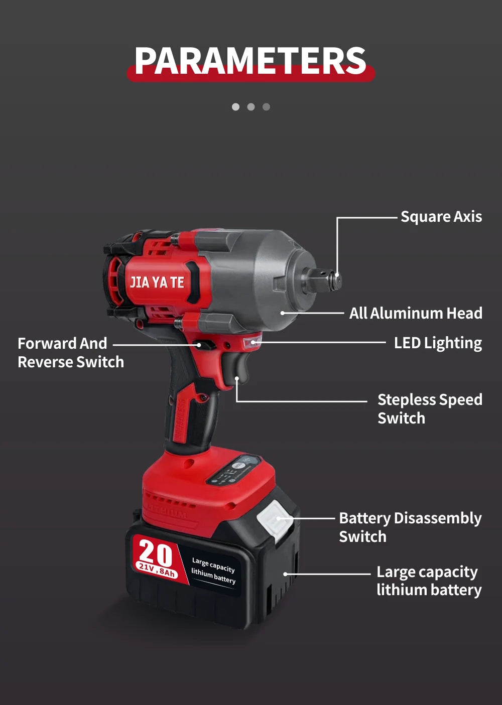 Máy vặn vít lực lớn không chổi than 850N.m dùng pin 21V - Daisan Mart
