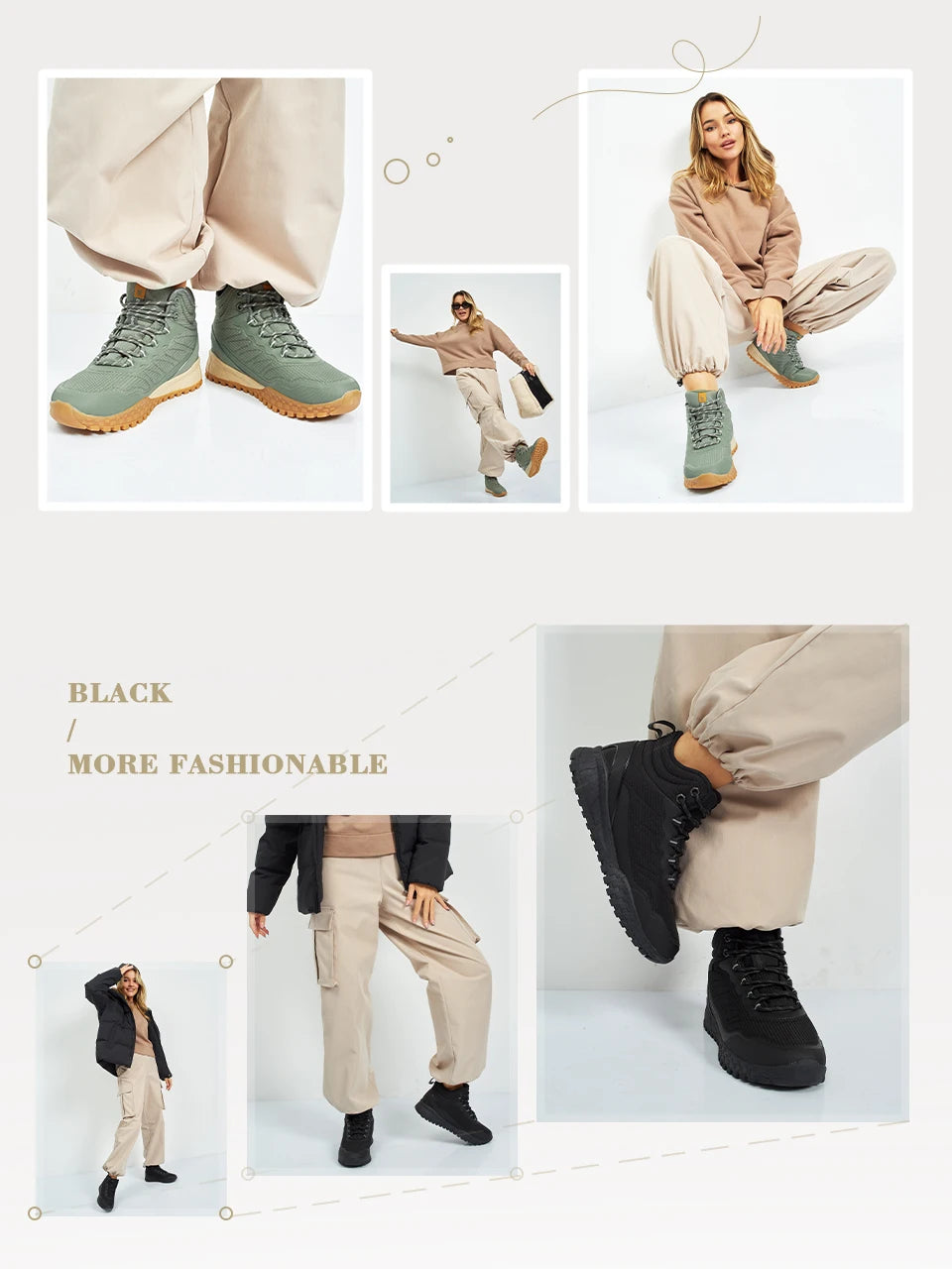 Giày Boot Nữ Baasploa Lót Lông Ấm Chống Trượt, Chống Nước