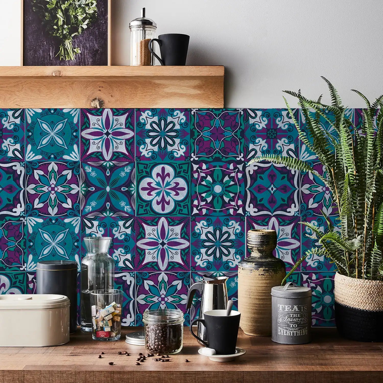 24Pcs European retro style Art Tile Wall Stickers With Self Adhesive Removable Bathroom Kitchen Waterproof Pvc Decal Wallpaper