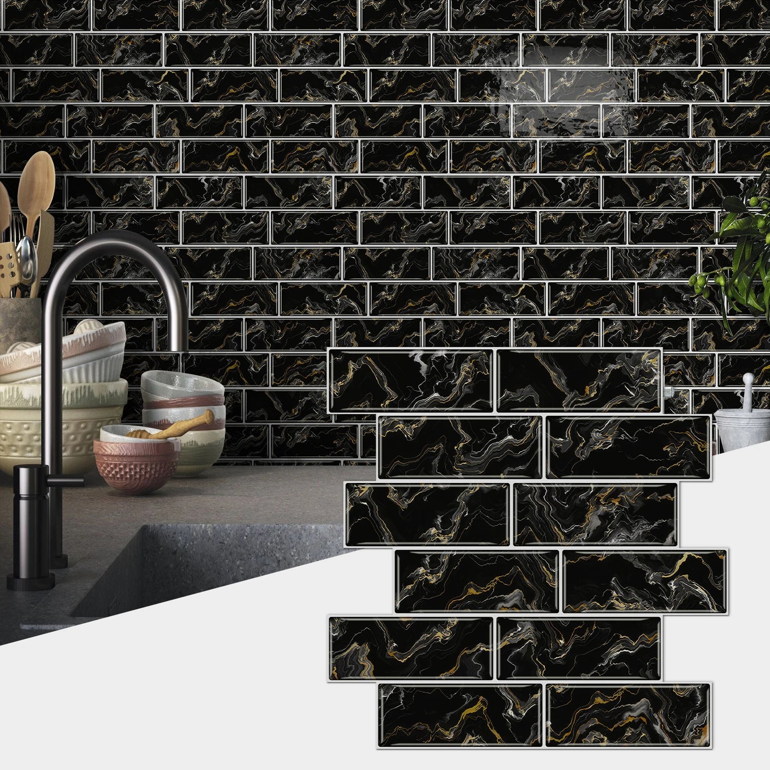 Nhãn dán gạch vân đá xám chống nước tự dán DIY - Daisan Mart
